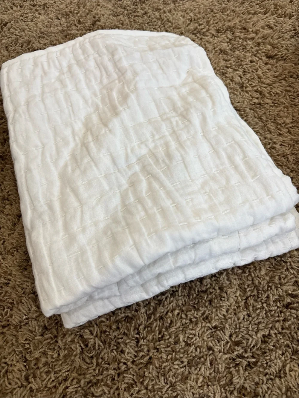 Quince European Linen Cotton Stitch Quilt Set Full/Queen White